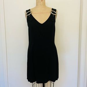 SOLD ⚡️⚡️⚡️VINTAGE grunge goth black buckle strap mini dress size S/M